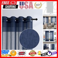 Navy Blue Curtains 63 Inch Length for Kids Bedroom 2 Panel Grommet Light Filt...