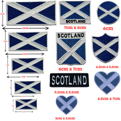 Schottland Nationalflagge Aufnäher bestickt Bügelbild/Aufnähen Abzeichen mehrere Größen