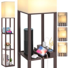 Touch Control Shelf Led Floor Lamp With Shelves Charging Usb Type C Port And Pow