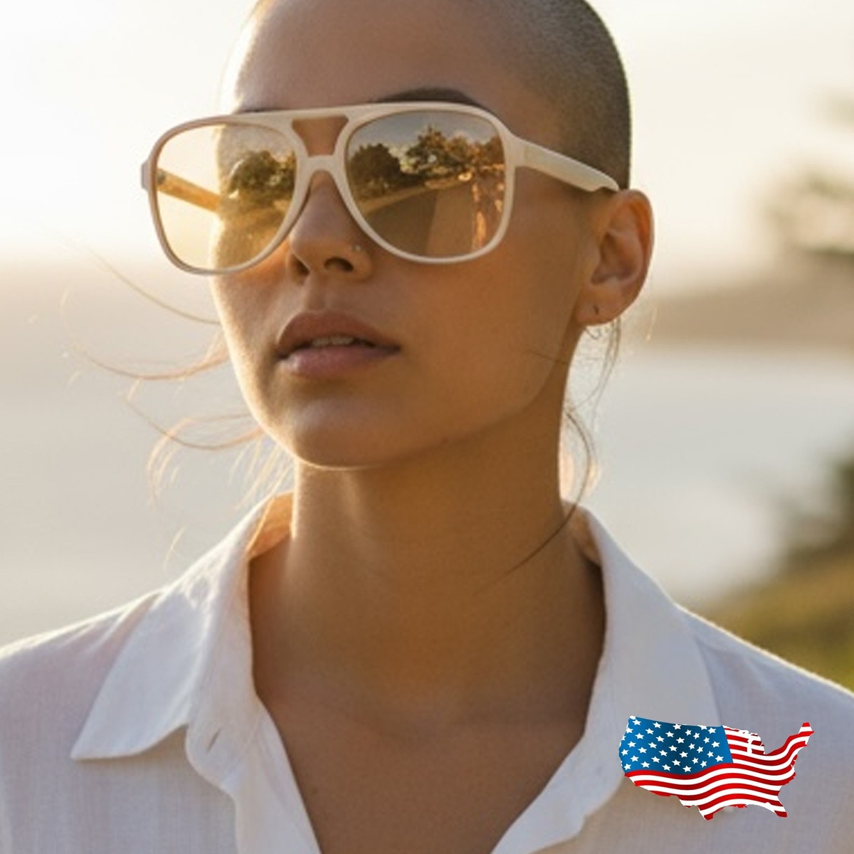 Retro Oversized Polarized Aviator Sunglasses for Women Upgrade your everyday look with these oversized polarized  main image 2