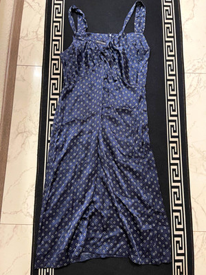 Marc O'Polo Damen Einteiler Kleid  M blau/weiß geometrisch Chiffon Bindeband