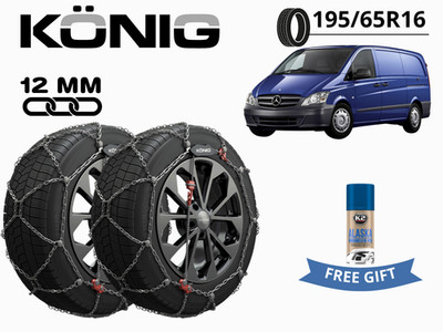 KONIG Schneeketten 12mm X12PRO Gruppe 220 195/65 R16 Für Mercedes Vito (W639)