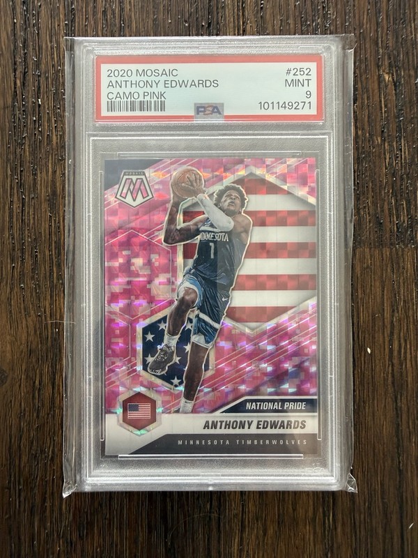 2020 Panini Mosaic Anthony Edwards Camo Pink PSA 9