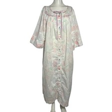 Vintage 70s Tulip Floral Housecoat Models Coat Snap Front Lounge Robe XL