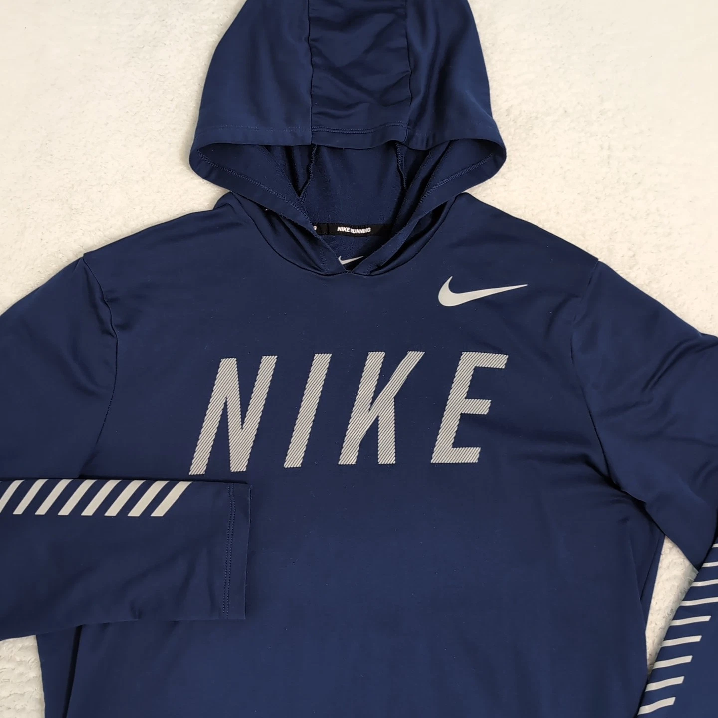 Nike Running Dri Fit Hoodie Men's Sm Blue Hoodie Swoosh Casual Mens Light