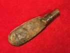 RARE CIVIL WAR SOLDIER'S STITCHED LEATHER SHOT POUCH / HAND CARVED WOOD SPOUT