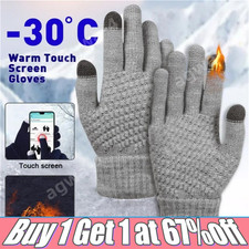 Adults Wool Gloves Touch Screen Thermal Woolen Warm Winter Knitted Stretch Glove