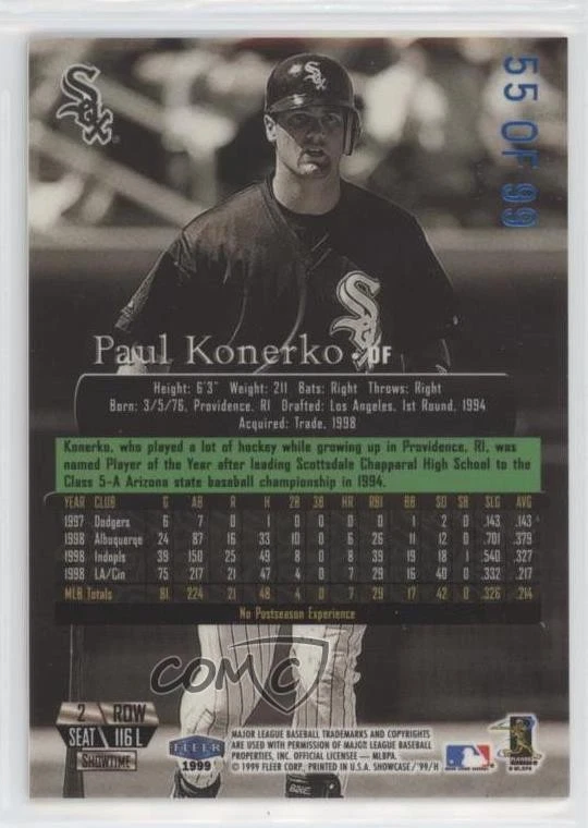 Flair Showcase Row 2 Legacy Collection 1999/99 Paul Konerko #116L Foto 2 de 2