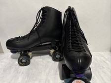 Riedell Roller Skates Womens 7 Black Purple Indoor Quad Roller Skates Has Wear