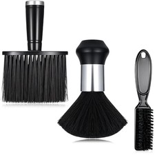 3 Pcs Barber Brush and Neck Duster Set, Barber Neck Duster Brush Black Soft