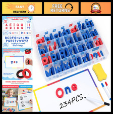 Magnetic Alphabet Letters Set - 234 Pieces, Double-Sided Board, Educational Toys