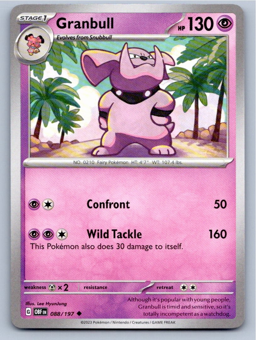 2023 POKEMON GRANBULL OBSIDIAN FLAMES 088/197 UNCOMMON NM A27539 FREE S&H