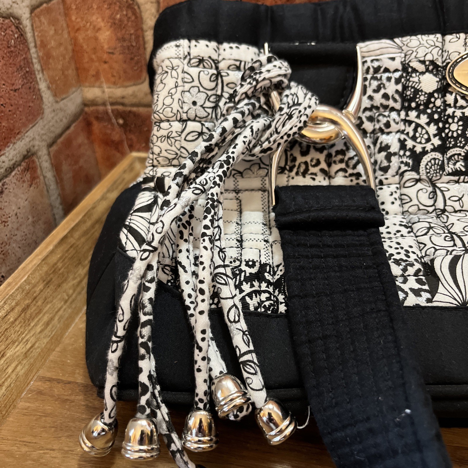 Donna Sharp Quilted Patchwork Black White Floral … - image 3