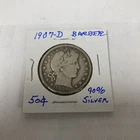 1907-D Barber Half Dollar 90% Silver Minted In Denver, Nice Looking Coin