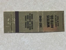 AT355 Vintage Matchbook Cover Whities Auto Company Forest City Iowa IA