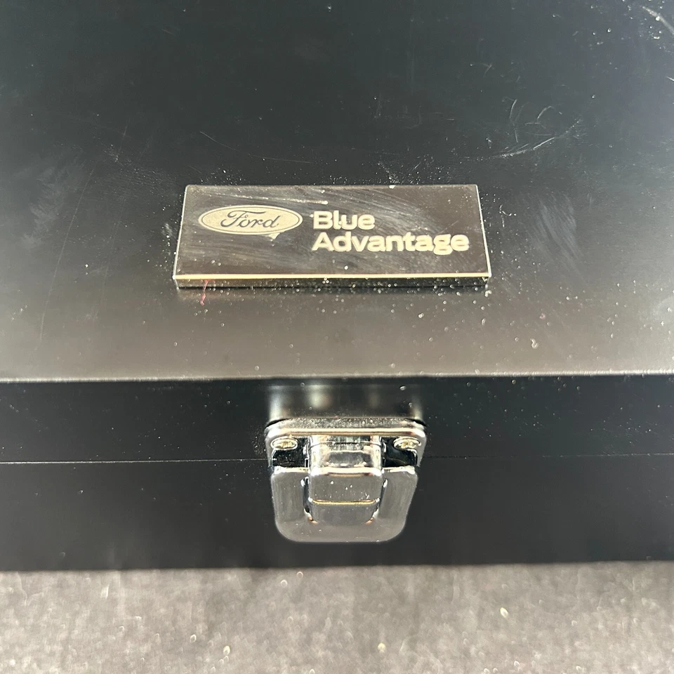 FORD BLUE ADVANTAGE GLASS TUMBLER SET BLACK BOX W/ STONE COASTERS & CUBES - RARE - Imagem 3 de 4