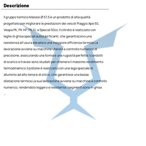 Gruppo termico Malossi D 57,5 110cc ghisa PIAGGIO 50 per Vespa L V5A 1966-1970 - Foto 4 di 4