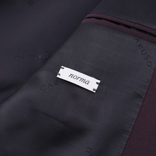 Caruso Burgundy Sharkskin Wool-Mohair Suit with Peak Lapels 44R (Eu 54) Suit NWT - Picture 11 of 12