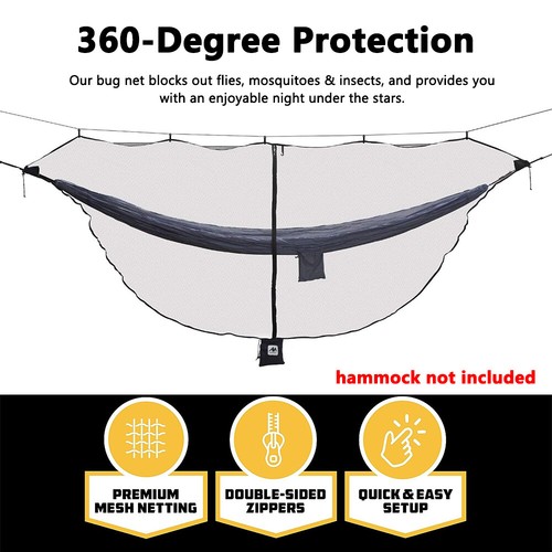 XL Hammock Bug Net Mosquito Netting Mesh Cover Camping Yard Outdoor Swing Tent - Picture 2 of 11