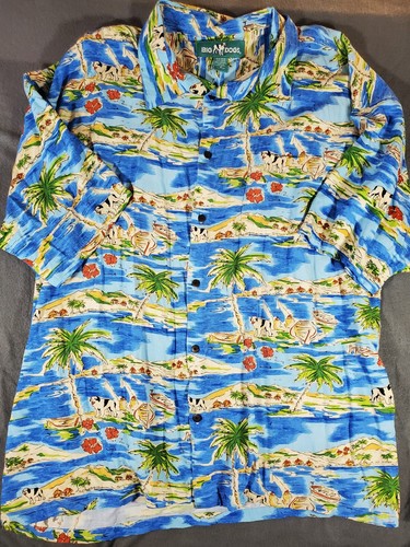 Camisa con botones Big Dogs para hombre manga corta 100 % rayón 3x - Imagen 2 de 7