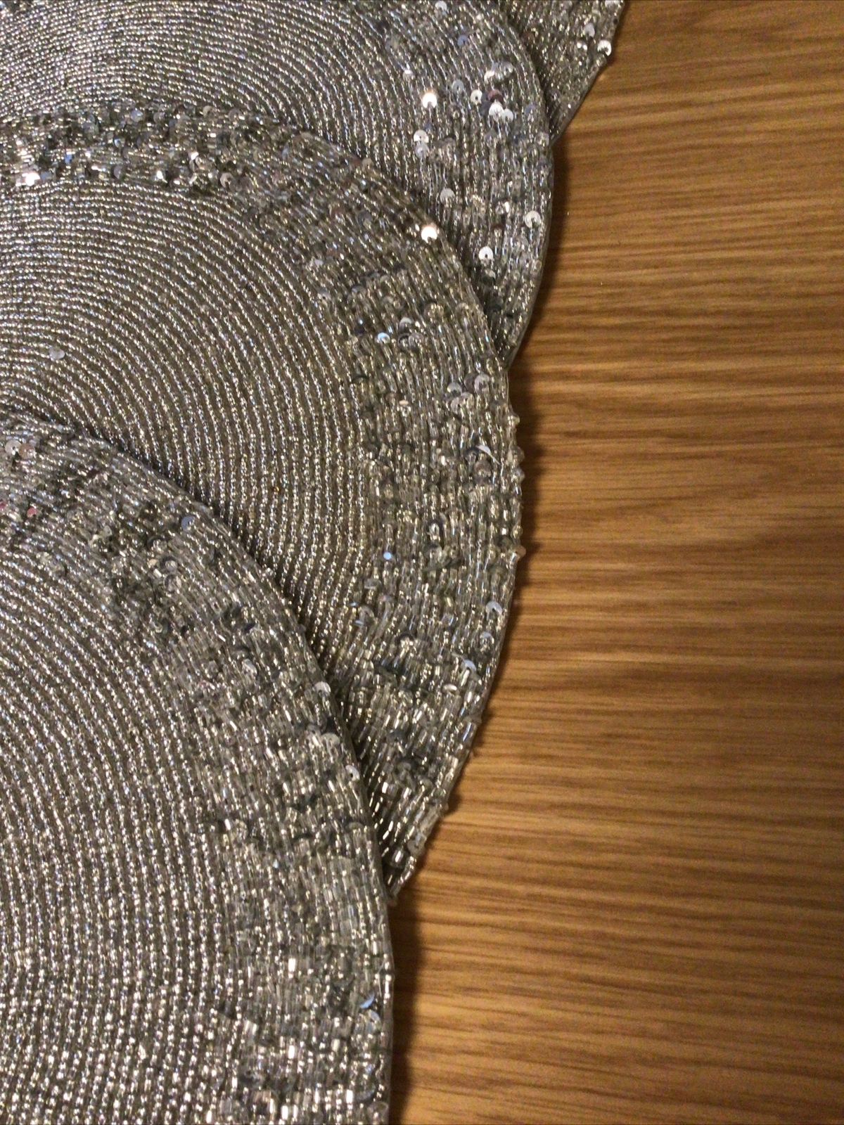 Tahari Beaded Placemats Christmas Silver Sequins 15” Set Of 4 eBay