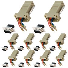DB9 Male Ethernet Adapter 9 Pin Serial to RJ45 Ethernet Converter 10 Pack