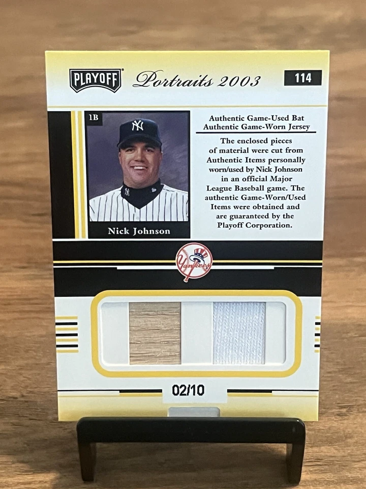 2003 Playoff Portraits 114 Nick Johnson Materials Combo Gold /10 - Image 3 of 3