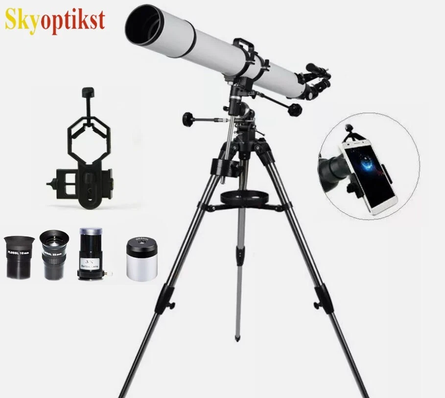 Skyoptikst 900mm FL Newtonian Telescope 90mm Aperture, EQ Tripod, 3X Barlow，675x - Image 2 of 4