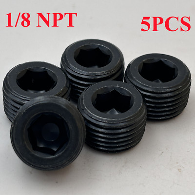 1/8'' NPT PLUGS HEX COUNTERSUNK PLUG PIPE THREAD ALLEN SOCKET BLOCK OFF USA 5PCS