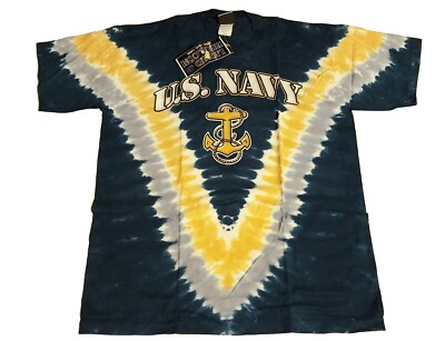 Vintage Liquid Blue US Navy Deadstock New NWT Tie Dye Single Stitch Shirt Large