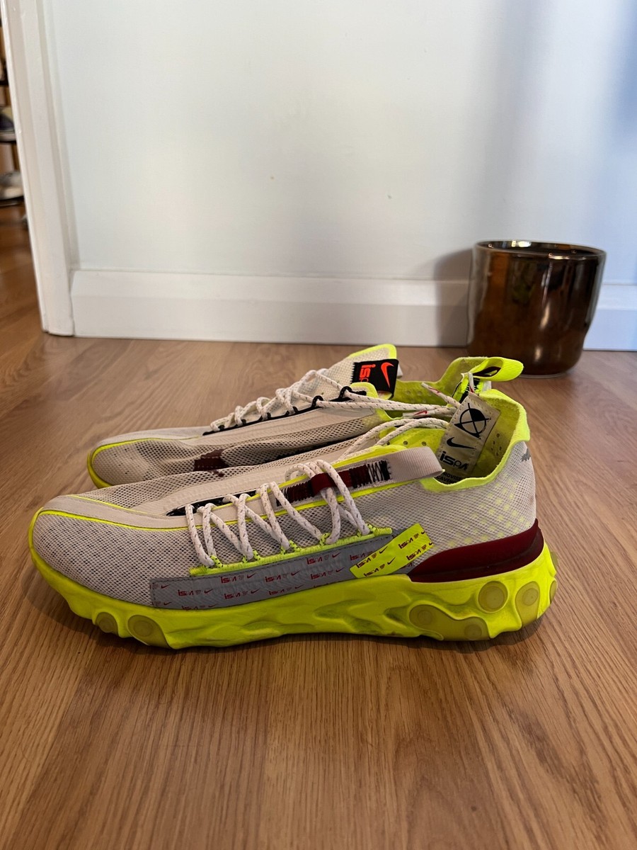 nike react runner ispa platinum tint volt glow team red