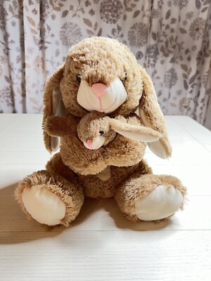 Goffa International Bunny Mama Holding Baby Soft Cuddly Plush 15 