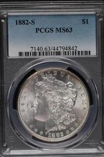 1882 S Morgan Silver Dollar PCGS MS63 Light Tone *DoubleJCoins* JL1000-12