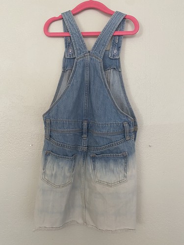 Old Navy Dip Dye Raw Hem Jean Overall Skirt Girls Sz S 6 7 Cotton Adjustable - Picture 4 of 6