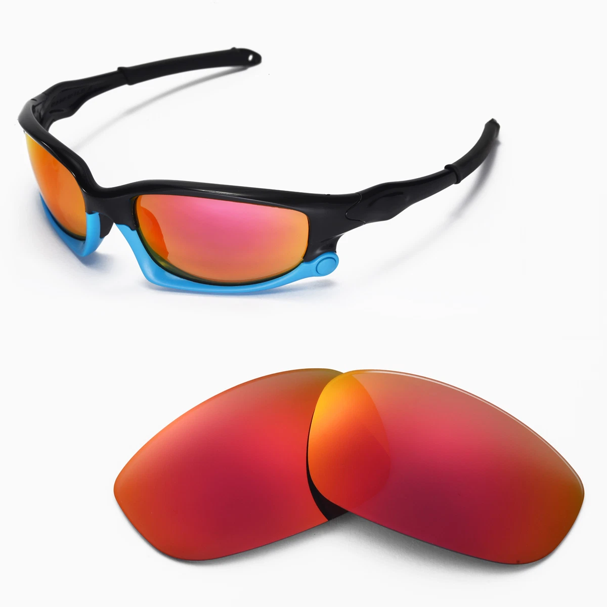 New Walleva Polarized Fire Red Lenses For Oakley Split Jacket eBay