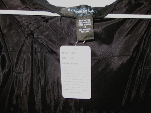 BOHEMAIN CAFE BLACK GYPSY TIERED SZ 16 RAYON/VISCOSE LONG SHINY - Picture 4 of 4