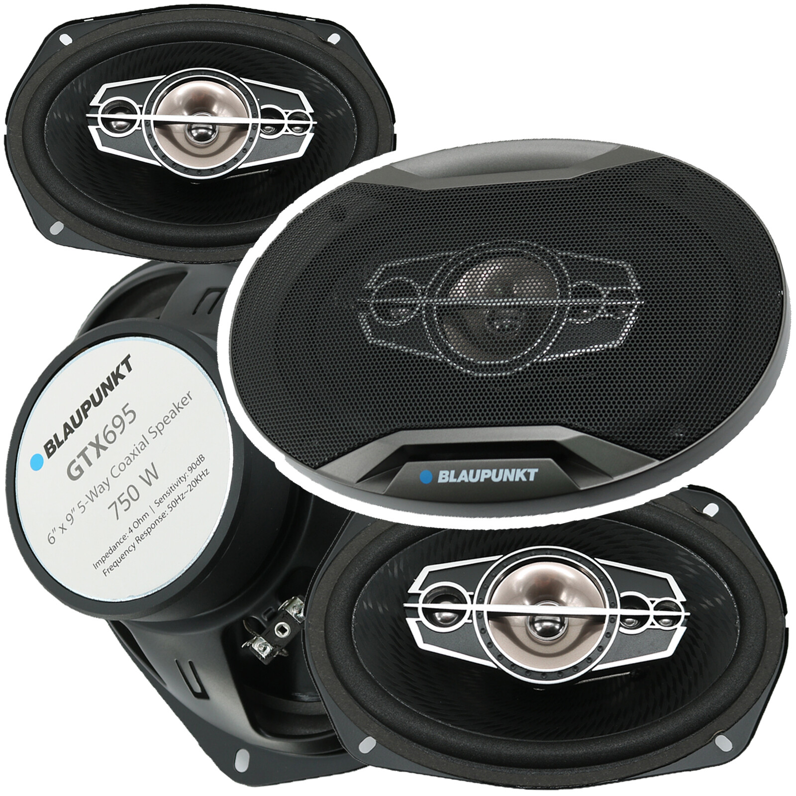 4x Blaupunkt GTX695 Power 1500W 6"x9" 5-Way 4-Ohm Max Coaxia