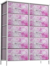 Sorbus Kids Dresser with 10 Drawers, Organizer Chest for Clothes, Bedroom Pink 