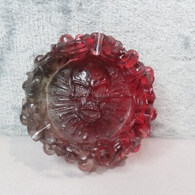 RED BLACK SMOKE SKULL & BONES Handmade Ashtray 3 Slot Punk Goth Gift for Him
