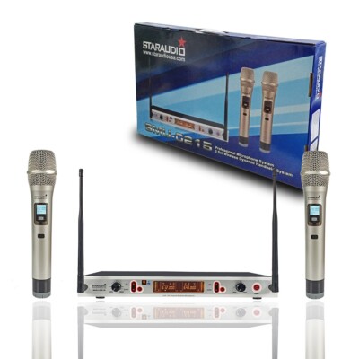 Dual Channel Wireless Microphone System UHF Handheld Frequency DJ Mic Receiver