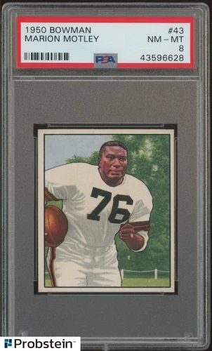 1950 Bowman Football #43 Marion Motley Cleveland Browns RC Rookie HOF PSA 8