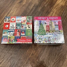 Re-marks Christmas Puzzle Holiday Books 1000 Piece & Ceaco Merry & Bright 550 Pc
