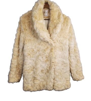 Zara TRF Faux Fur Coat Womens Sz M Beige Soft Cozy Boho Chic Fall