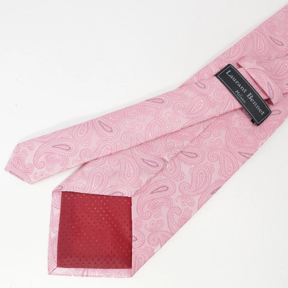 Laurant Bennet Tie Mens in Microfiber Pink Paisley ￼Floral Wide - Image 4 of 4