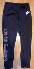 Girls Kids Child M Black Gymnastics Leggings By GK  Gym Plus  In Rhinestones