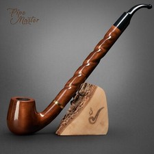 Mr. Brog HAND MADE WOODEN TOBACCO SMOKING PIPE 16 Tabor  Churchwarden Brown  BOX
