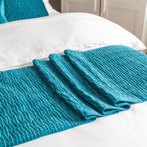 Luxury Wrinkle Dutch Velvet Bed Runner Scarf Dould-sided Home Hotel Bedroom Deco - Picture 20 of 36