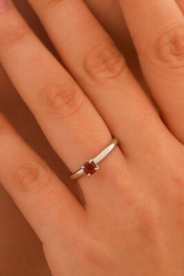 Natural Red Ruby Gemstone Women Ring Lover Gift Solid 10K White Gold