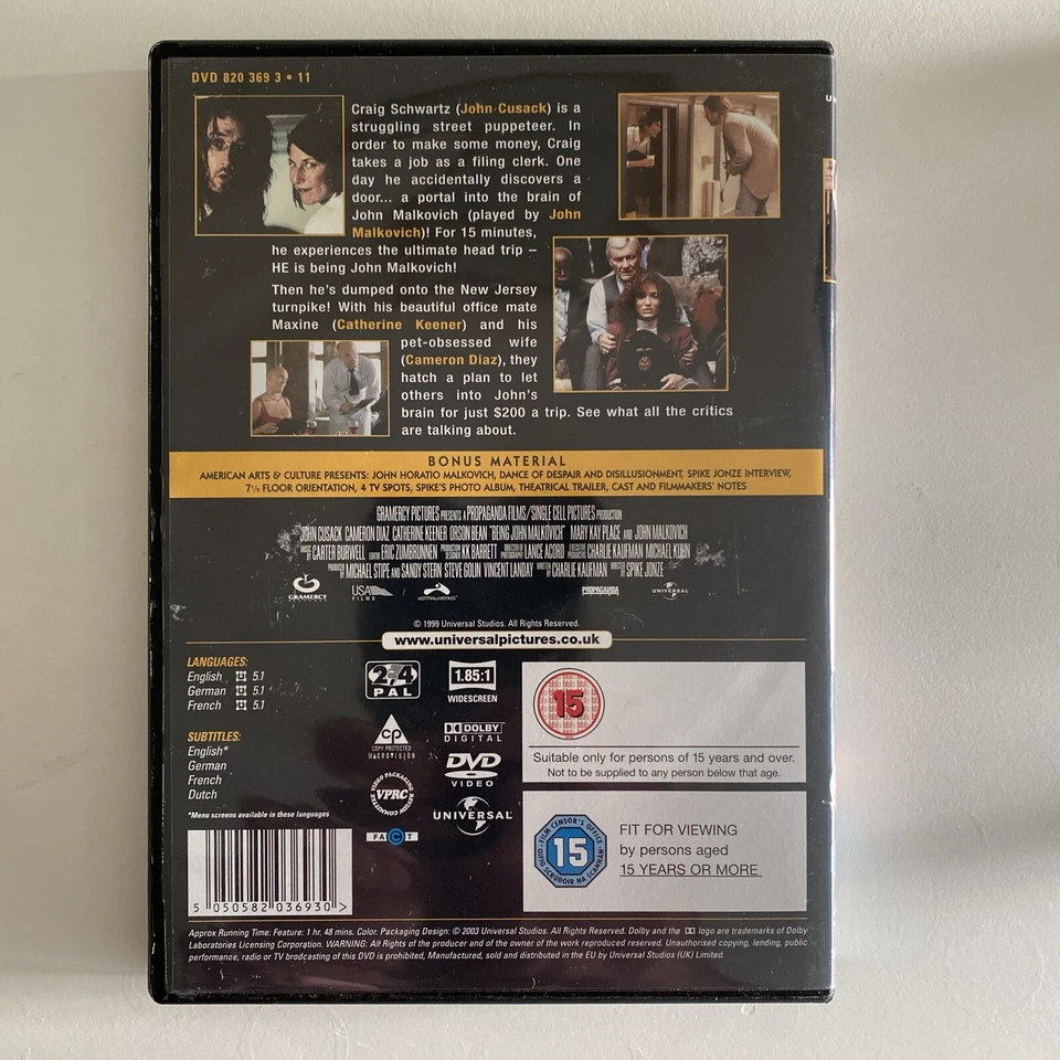 DVD - BEING JOHN MALKOVICH. Pre owned - Image 2 of 4