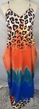 My Charmed Curves Womens Size 1X Leopard Wild Sunrise Maxi Dress with Pockets 